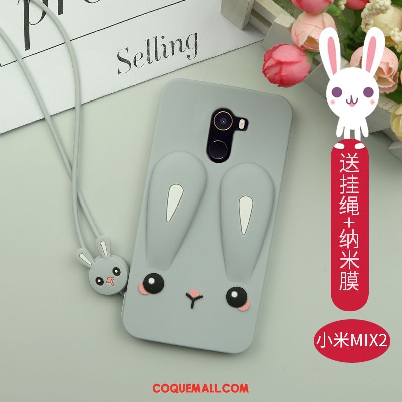 Étui Xiaomi Mi Mix 2 Incassable Personnalité Silicone, Coque Xiaomi Mi Mix 2 Cou Suspendu Dessin Animé Beige