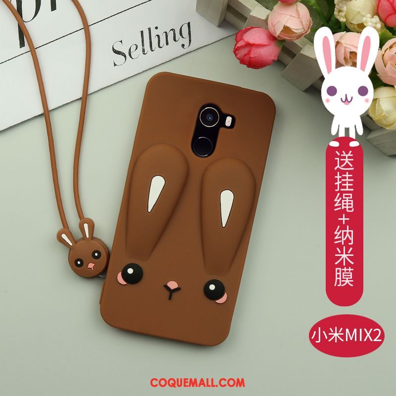 Étui Xiaomi Mi Mix 2 Incassable Personnalité Silicone, Coque Xiaomi Mi Mix 2 Cou Suspendu Dessin Animé Beige