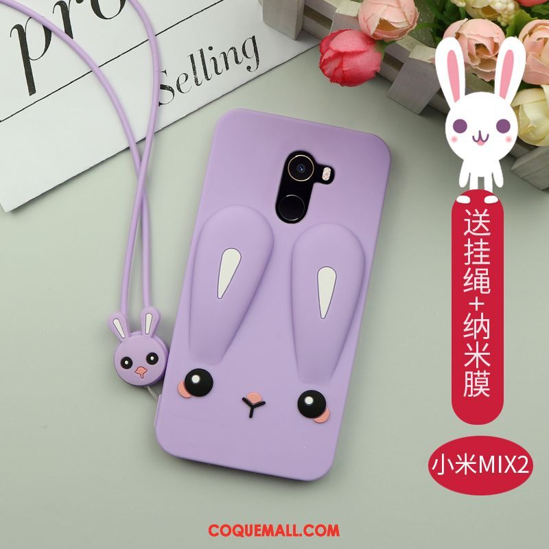 Étui Xiaomi Mi Mix 2 Incassable Personnalité Silicone, Coque Xiaomi Mi Mix 2 Cou Suspendu Dessin Animé Beige