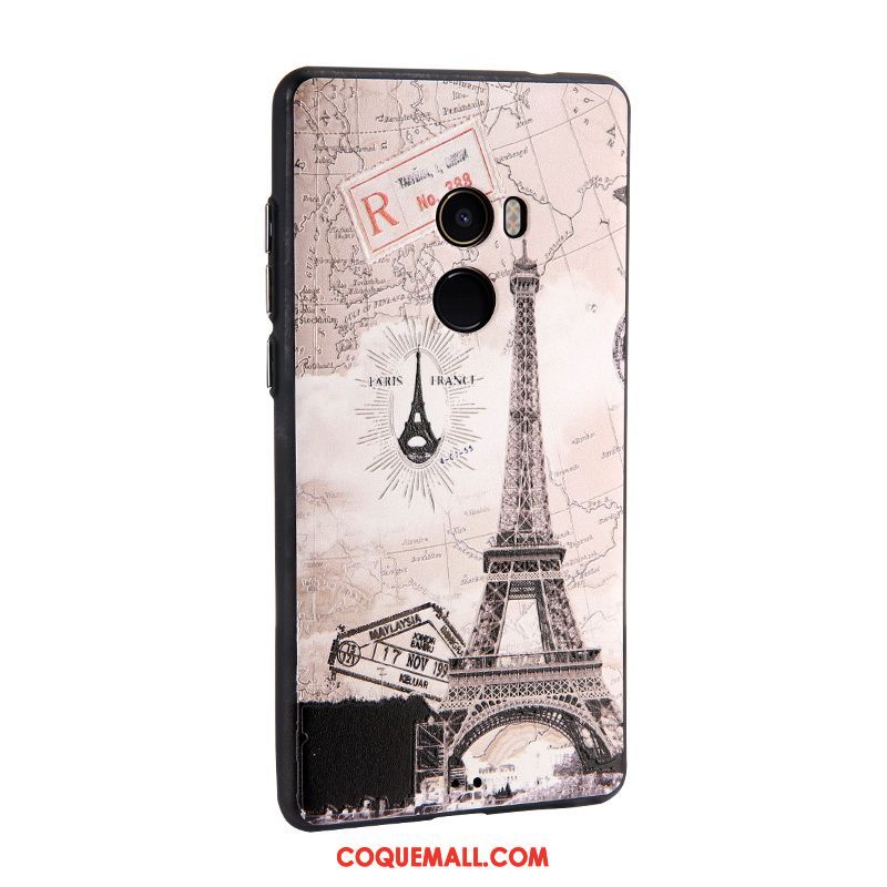 Étui Xiaomi Mi Mix 2 Peinture Gaufrage Téléphone Portable, Coque Xiaomi Mi Mix 2 Protection Étui En Cuir Beige