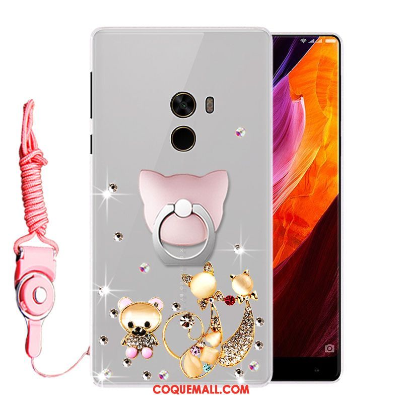 Étui Xiaomi Mi Mix 2 Personnalité Strass Tendance, Coque Xiaomi Mi Mix 2 Blanc Créatif Beige