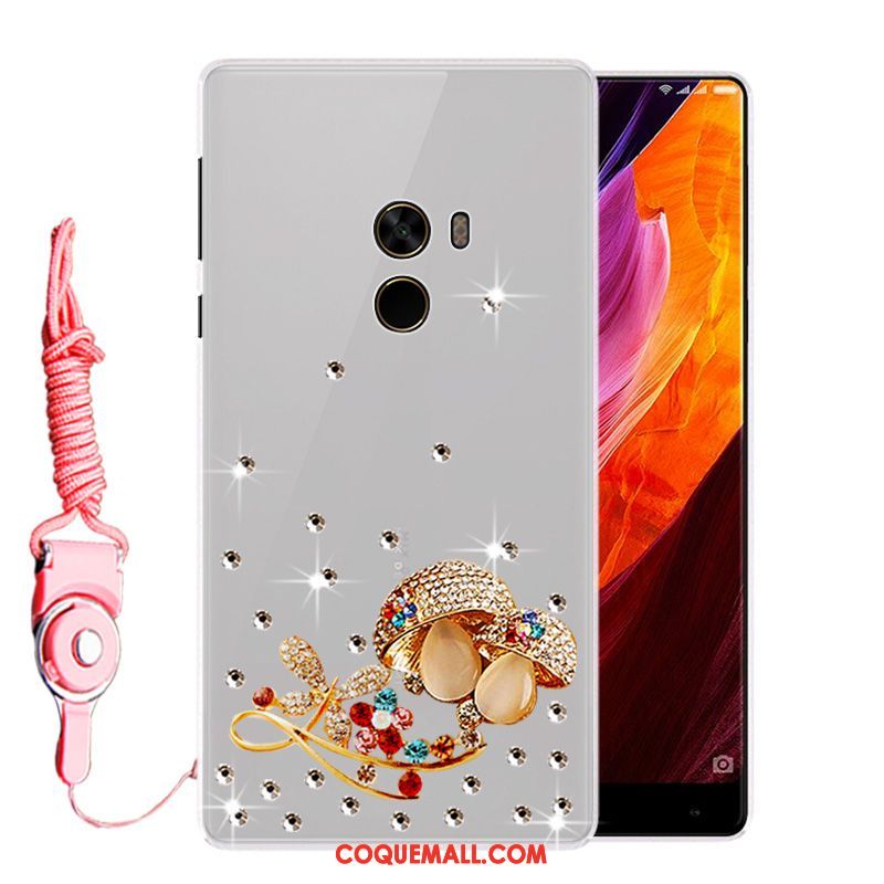 Étui Xiaomi Mi Mix 2 Personnalité Strass Tendance, Coque Xiaomi Mi Mix 2 Blanc Créatif Beige