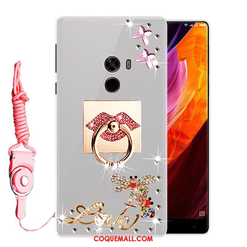 Étui Xiaomi Mi Mix 2 Personnalité Strass Tendance, Coque Xiaomi Mi Mix 2 Blanc Créatif Beige