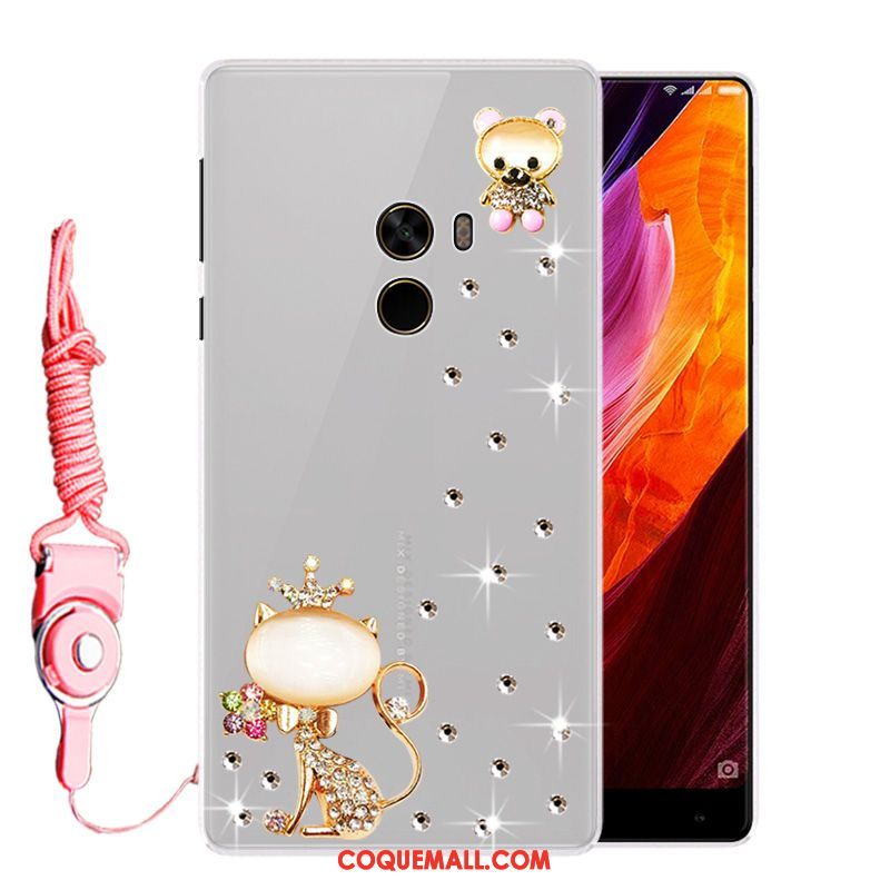 Étui Xiaomi Mi Mix 2 Personnalité Strass Tendance, Coque Xiaomi Mi Mix 2 Blanc Créatif Beige