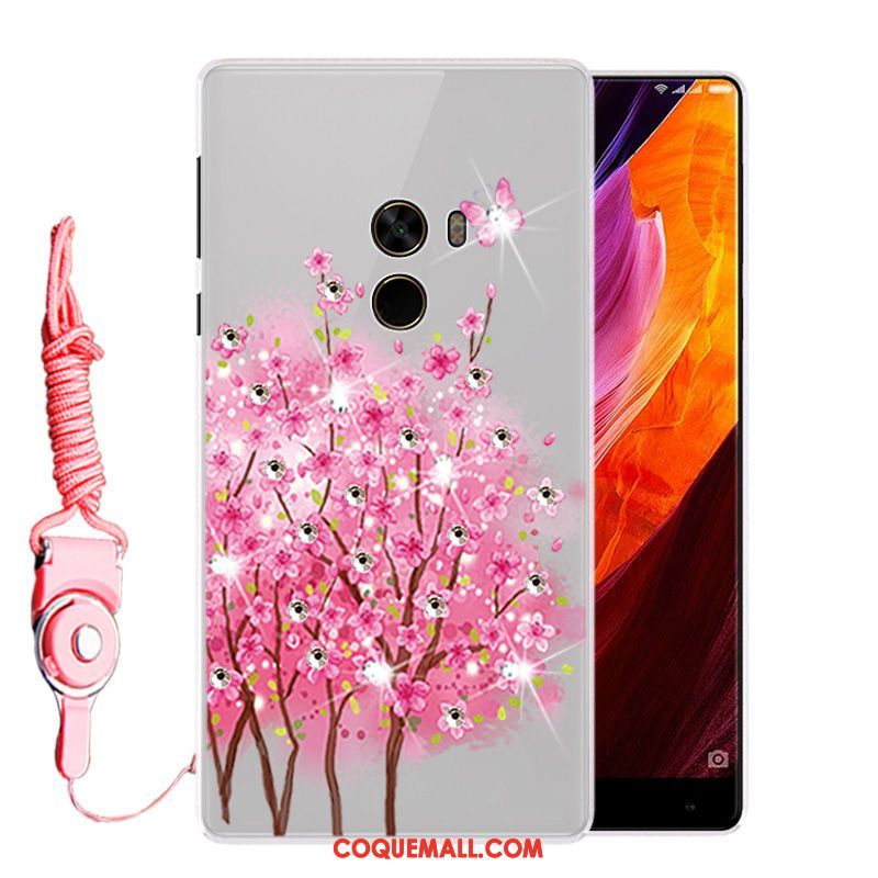 Étui Xiaomi Mi Mix 2 Personnalité Strass Tendance, Coque Xiaomi Mi Mix 2 Blanc Créatif Beige