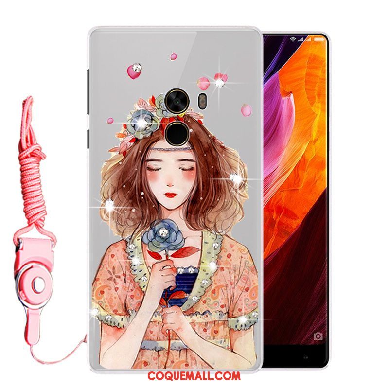 Étui Xiaomi Mi Mix 2 Personnalité Strass Tendance, Coque Xiaomi Mi Mix 2 Blanc Créatif Beige