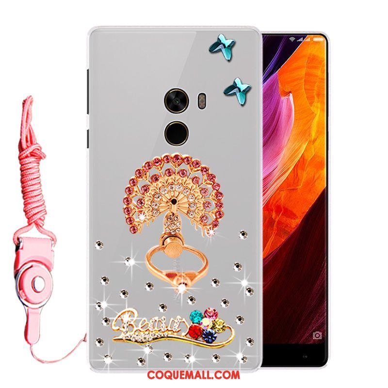 Étui Xiaomi Mi Mix 2 Personnalité Strass Tendance, Coque Xiaomi Mi Mix 2 Blanc Créatif Beige