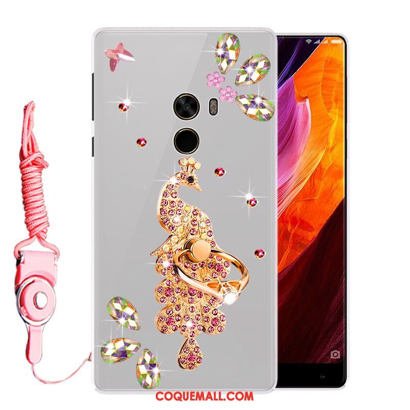 Étui Xiaomi Mi Mix 2 Personnalité Strass Tendance, Coque Xiaomi Mi Mix 2 Blanc Créatif Beige