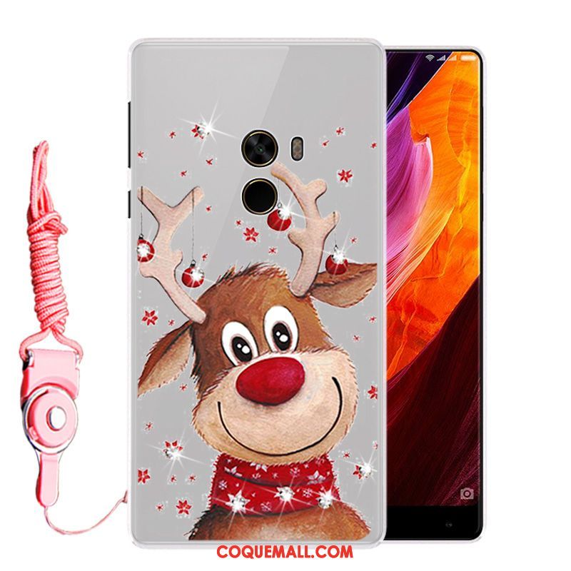 Étui Xiaomi Mi Mix 2 Personnalité Strass Tendance, Coque Xiaomi Mi Mix 2 Blanc Créatif Beige