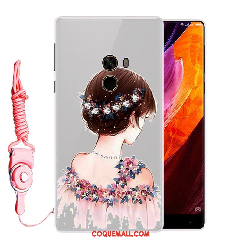 Étui Xiaomi Mi Mix 2 Personnalité Strass Tendance, Coque Xiaomi Mi Mix 2 Blanc Créatif Beige