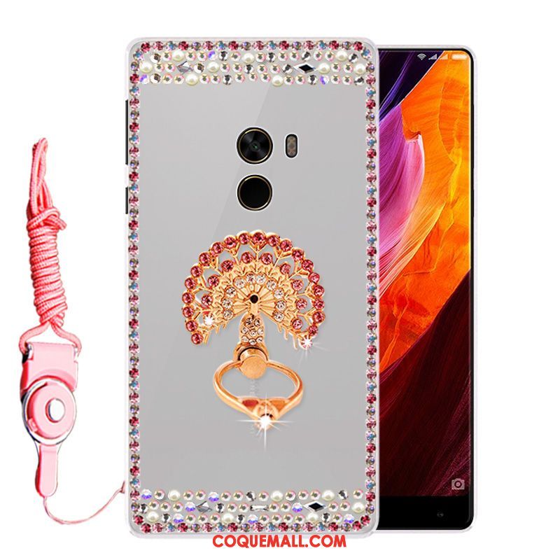 Étui Xiaomi Mi Mix 2 Personnalité Strass Tendance, Coque Xiaomi Mi Mix 2 Blanc Créatif Beige