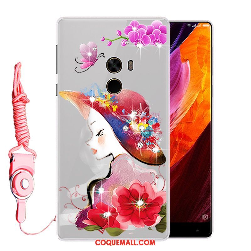 Étui Xiaomi Mi Mix 2 Personnalité Strass Tendance, Coque Xiaomi Mi Mix 2 Blanc Créatif Beige