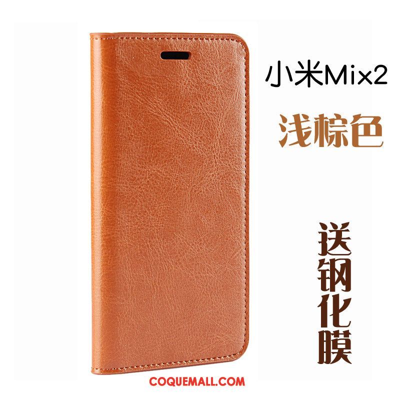 Étui Xiaomi Mi Mix 2 Petit Incassable Téléphone Portable, Coque Xiaomi Mi Mix 2 Tout Compris Protection Braun Beige