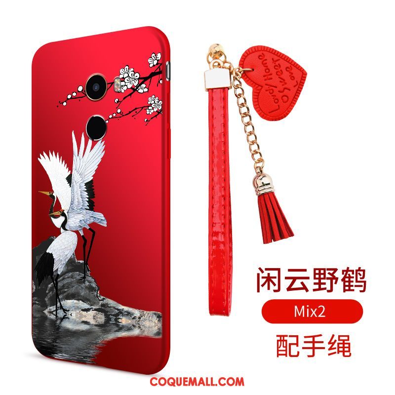 Étui Xiaomi Mi Mix 2 Rouge Délavé En Daim Oiseau, Coque Xiaomi Mi Mix 2 Fluide Doux Incassable Beige