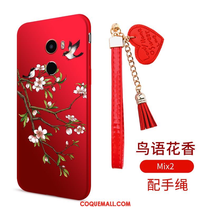 Étui Xiaomi Mi Mix 2 Rouge Délavé En Daim Oiseau, Coque Xiaomi Mi Mix 2 Fluide Doux Incassable Beige
