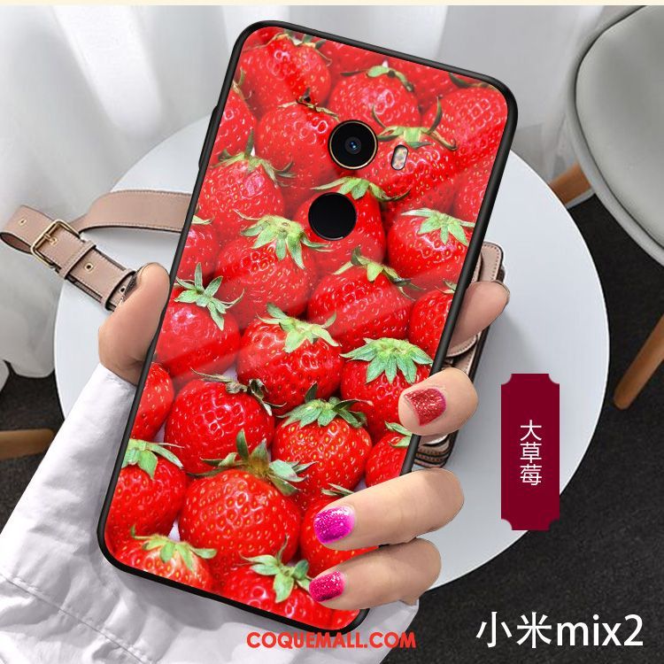 Étui Xiaomi Mi Mix 2 Rouge Fraise Fruit, Coque Xiaomi Mi Mix 2 Protection Petit Orange Beige