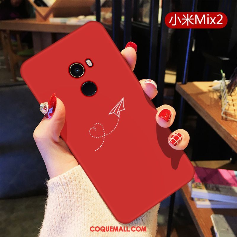 Étui Xiaomi Mi Mix 2 Rouge Tout Compris Simple, Coque Xiaomi Mi Mix 2 Protection Personnalité Beige