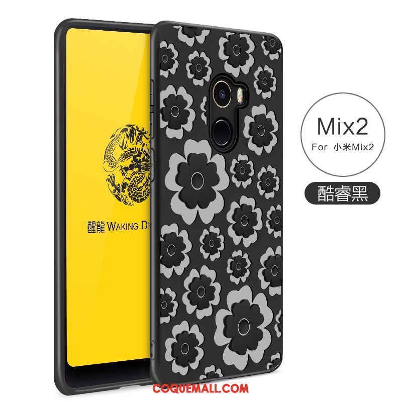 Étui Xiaomi Mi Mix 2 Silicone Incassable Personnalité, Coque Xiaomi Mi Mix 2 Bleu Fleur Beige