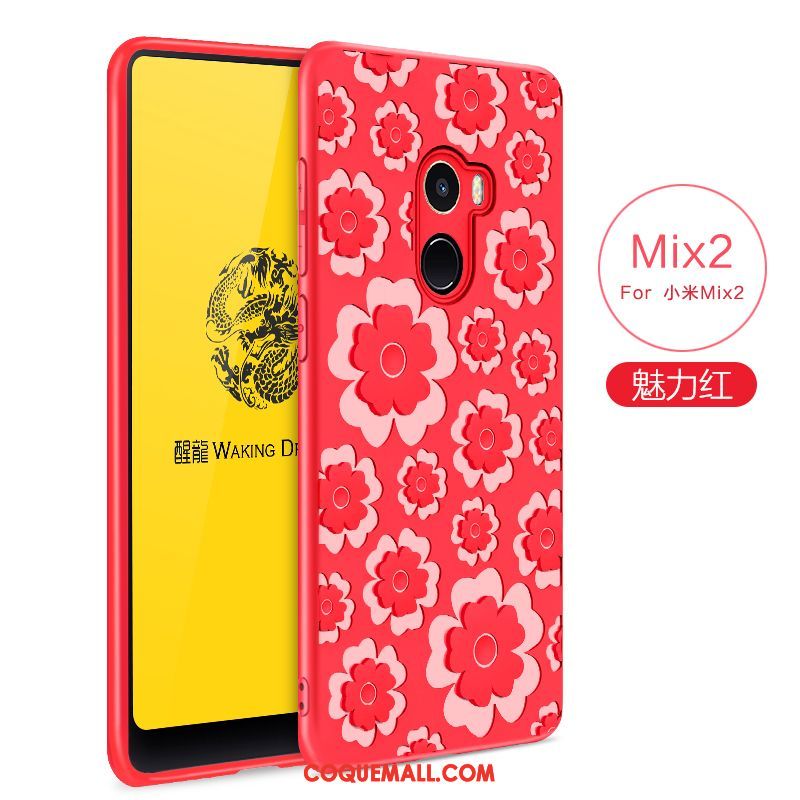 Étui Xiaomi Mi Mix 2 Silicone Incassable Personnalité, Coque Xiaomi Mi Mix 2 Bleu Fleur Beige