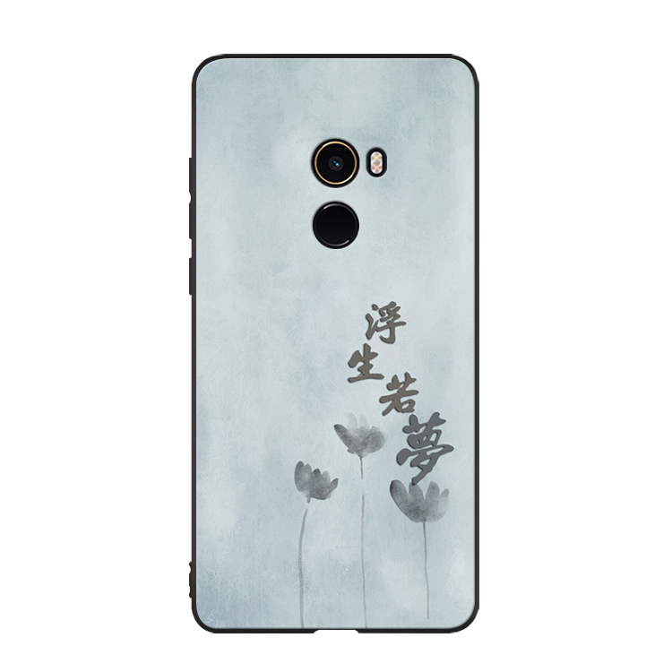 Étui Xiaomi Mi Mix 2 Silicone Petit Bleu Marin, Coque Xiaomi Mi Mix 2 Fleur Protection Beige