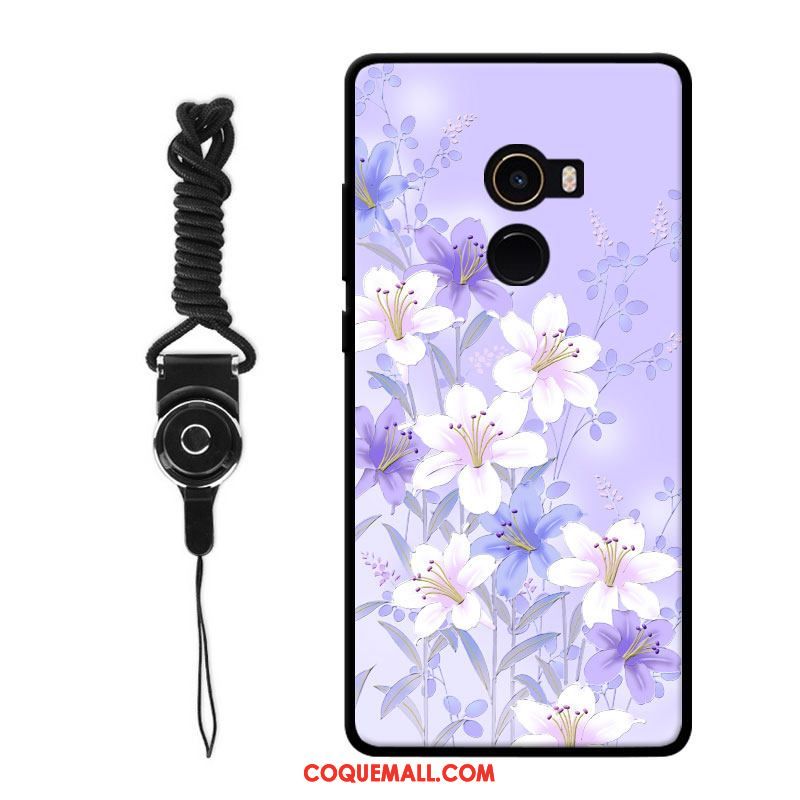 Étui Xiaomi Mi Mix 2 Simple Frais Fleur, Coque Xiaomi Mi Mix 2 Téléphone Portable Ornements Suspendus Beige