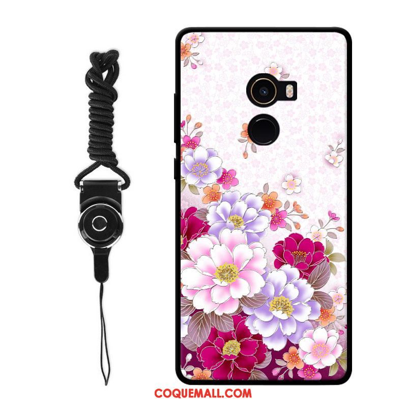 Étui Xiaomi Mi Mix 2 Simple Frais Fleur, Coque Xiaomi Mi Mix 2 Téléphone Portable Ornements Suspendus Beige