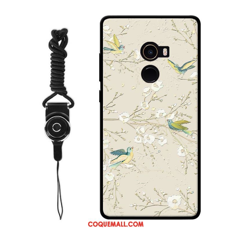 Étui Xiaomi Mi Mix 2 Simple Frais Fleur, Coque Xiaomi Mi Mix 2 Téléphone Portable Ornements Suspendus Beige