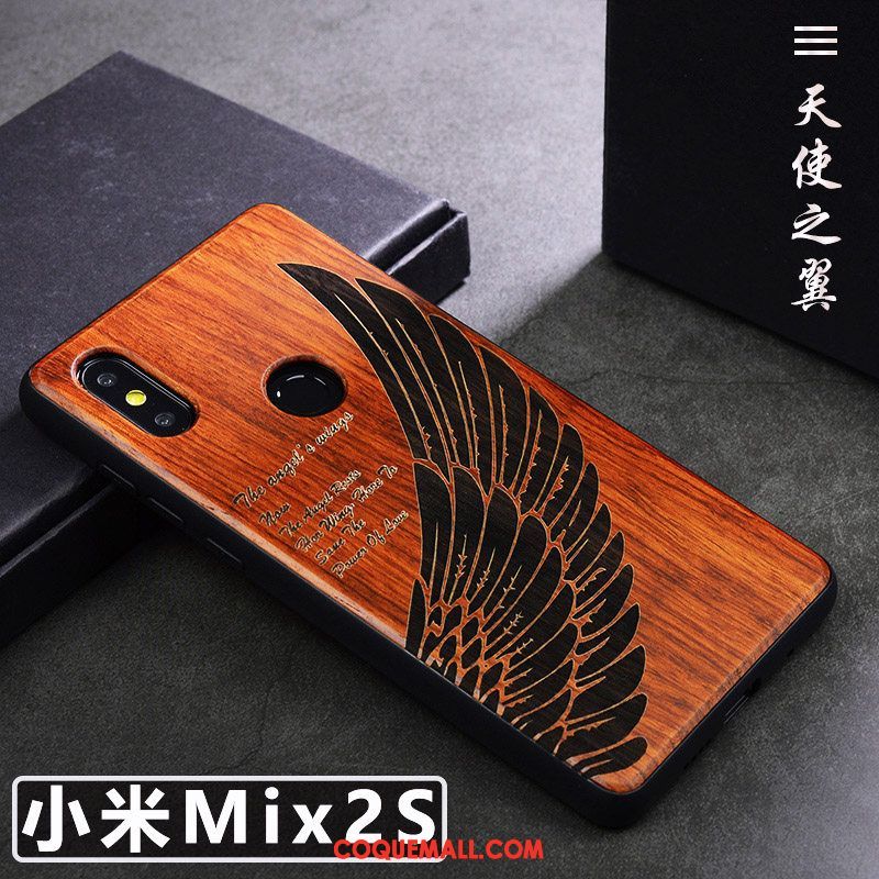 Étui Xiaomi Mi Mix 2s Bois Massif Tendance Téléphone Portable, Coque Xiaomi Mi Mix 2s Simple Créatif Braun Beige