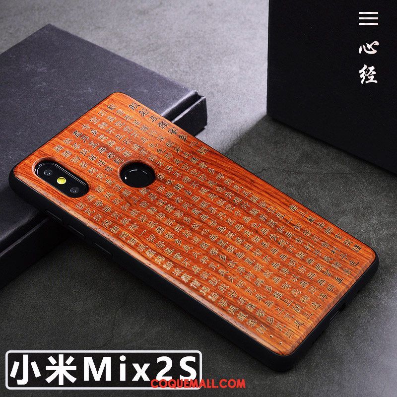 Étui Xiaomi Mi Mix 2s Bois Massif Tendance Téléphone Portable, Coque Xiaomi Mi Mix 2s Simple Créatif Braun Beige