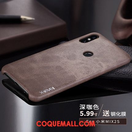 Étui Xiaomi Mi Mix 2s Couvercle Arrière Petit Luxe, Coque Xiaomi Mi Mix 2s Business Étui En Cuir Braun Beige