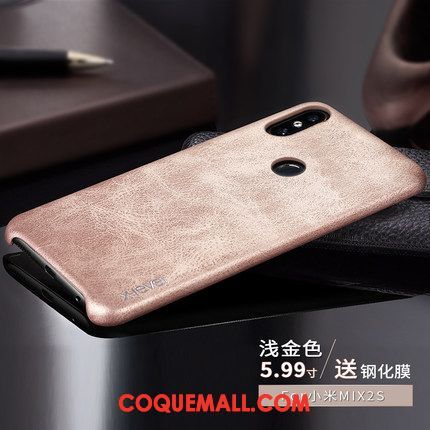 Étui Xiaomi Mi Mix 2s Couvercle Arrière Petit Luxe, Coque Xiaomi Mi Mix 2s Business Étui En Cuir Braun Beige