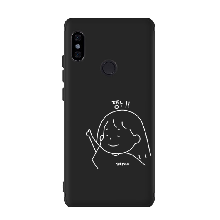 Étui Xiaomi Mi Mix 2s Dessin Animé Incassable Noir, Coque Xiaomi Mi Mix 2s Silicone Téléphone Portable Beige