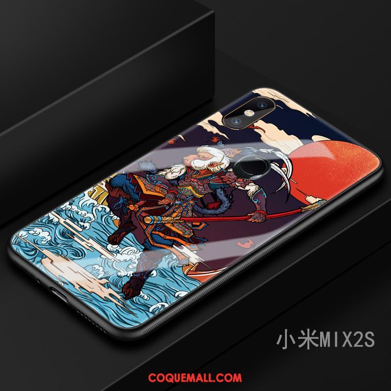 Étui Xiaomi Mi Mix 2s Marque De Tendance Bleu Marin Incassable, Coque Xiaomi Mi Mix 2s Art Téléphone Portable Beige