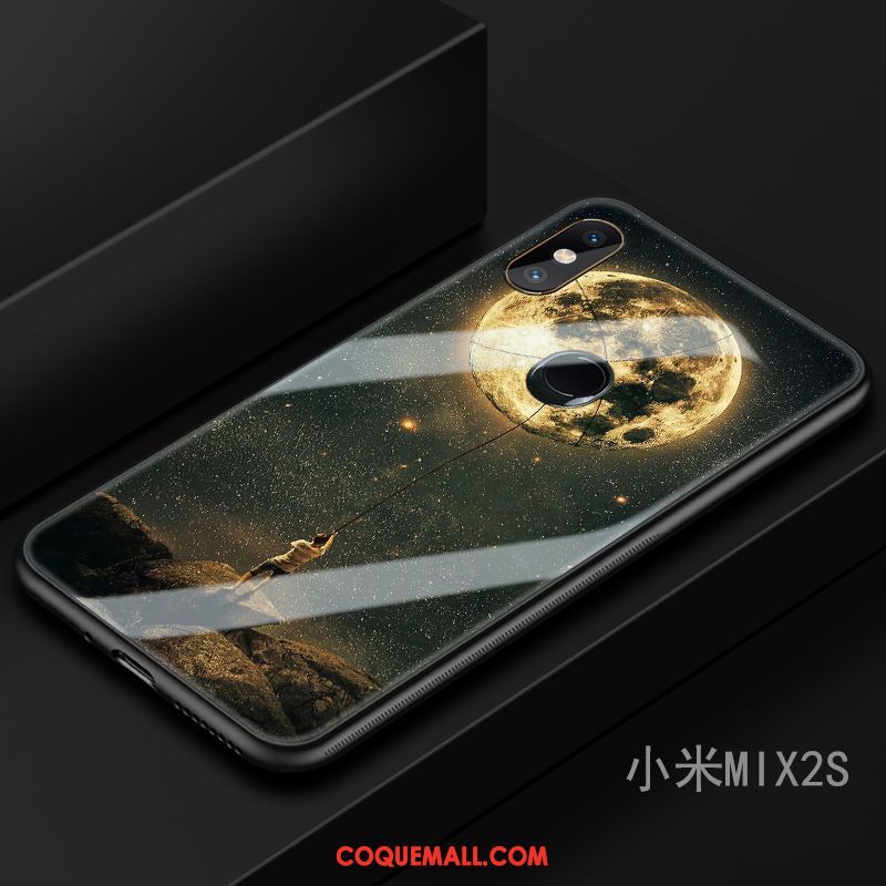 Étui Xiaomi Mi Mix 2s Marque De Tendance Bleu Marin Incassable, Coque Xiaomi Mi Mix 2s Art Téléphone Portable Beige