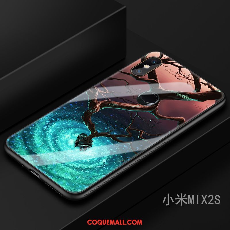 Étui Xiaomi Mi Mix 2s Marque De Tendance Bleu Marin Incassable, Coque Xiaomi Mi Mix 2s Art Téléphone Portable Beige