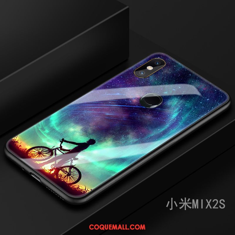 Étui Xiaomi Mi Mix 2s Marque De Tendance Bleu Marin Incassable, Coque Xiaomi Mi Mix 2s Art Téléphone Portable Beige