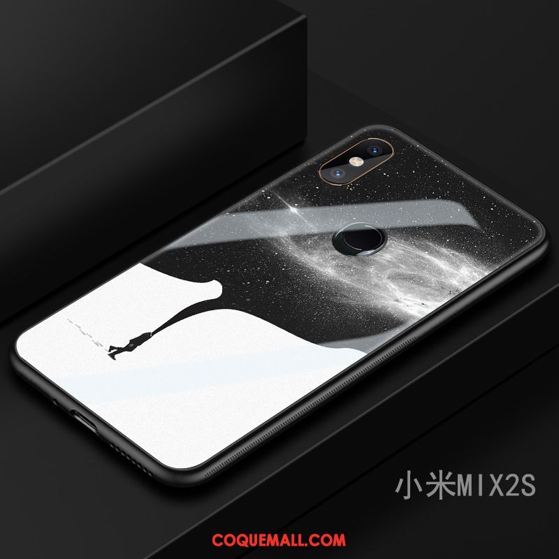 Étui Xiaomi Mi Mix 2s Marque De Tendance Bleu Marin Incassable, Coque Xiaomi Mi Mix 2s Art Téléphone Portable Beige