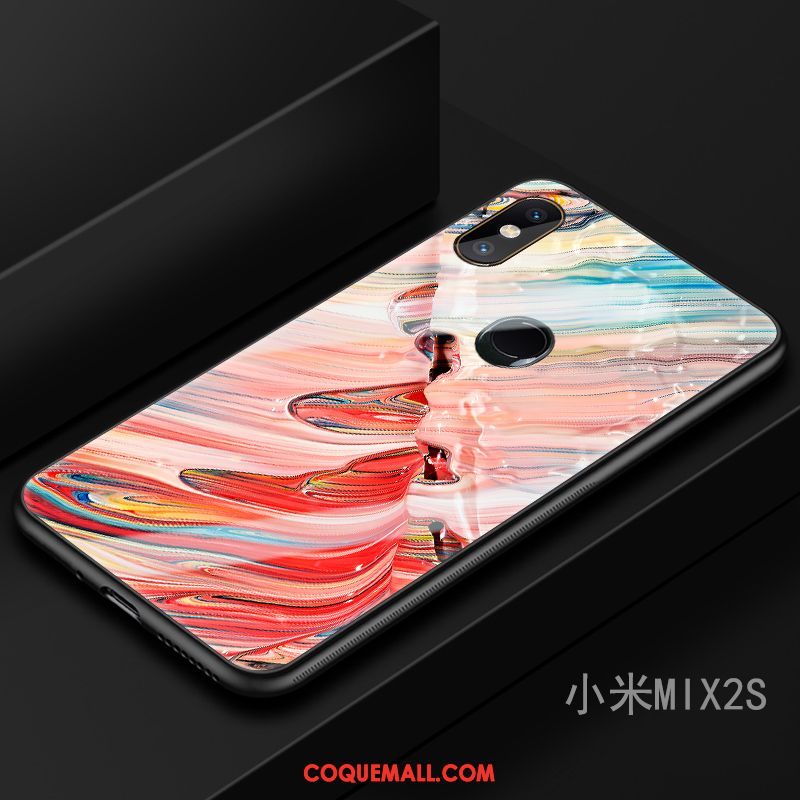 Étui Xiaomi Mi Mix 2s Marque De Tendance Bleu Marin Incassable, Coque Xiaomi Mi Mix 2s Art Téléphone Portable Beige