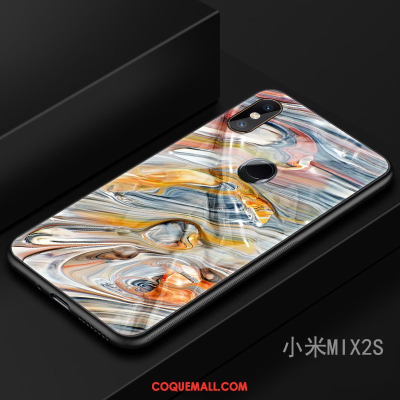 Étui Xiaomi Mi Mix 2s Marque De Tendance Bleu Marin Incassable, Coque Xiaomi Mi Mix 2s Art Téléphone Portable Beige