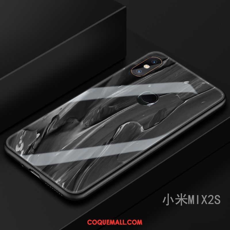 Étui Xiaomi Mi Mix 2s Marque De Tendance Bleu Marin Incassable, Coque Xiaomi Mi Mix 2s Art Téléphone Portable Beige