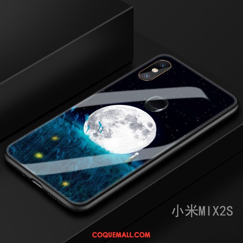 Étui Xiaomi Mi Mix 2s Marque De Tendance Bleu Marin Incassable, Coque Xiaomi Mi Mix 2s Art Téléphone Portable Beige