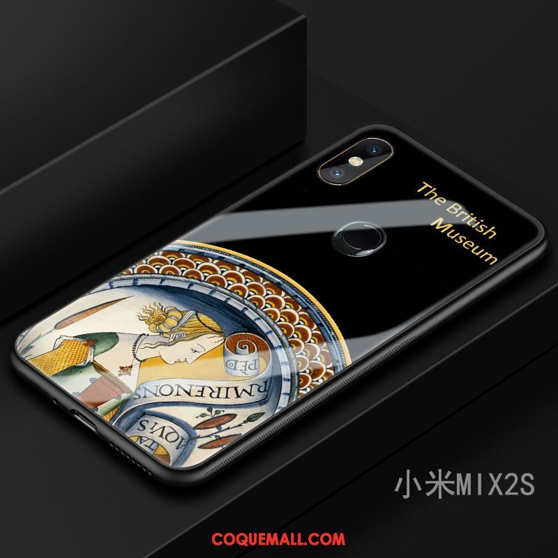 Étui Xiaomi Mi Mix 2s Marque De Tendance Bleu Marin Incassable, Coque Xiaomi Mi Mix 2s Art Téléphone Portable Beige