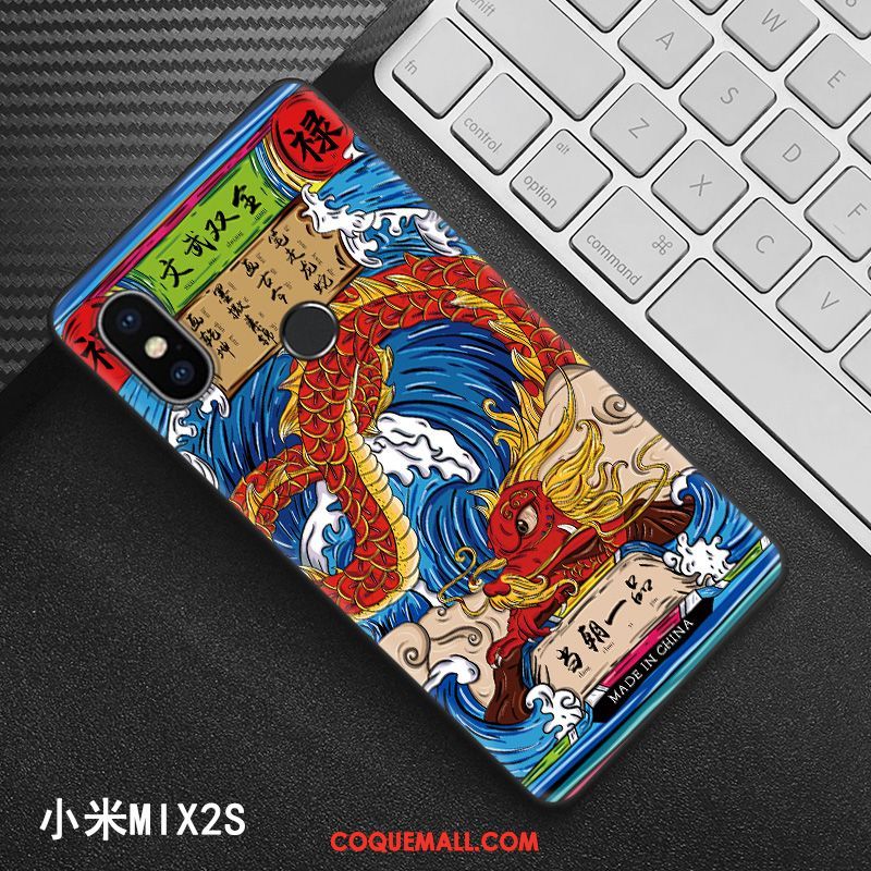 Étui Xiaomi Mi Mix 2s Noir Créatif Style Chinois, Coque Xiaomi Mi Mix 2s Protection Modèle Beige