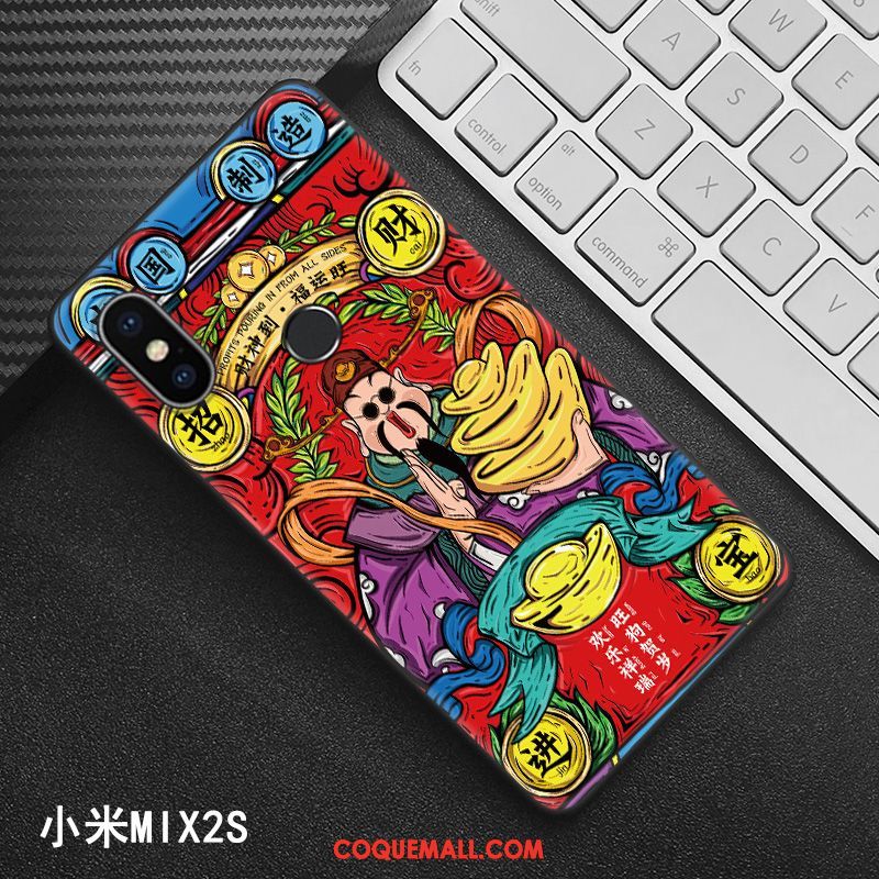 Étui Xiaomi Mi Mix 2s Noir Créatif Style Chinois, Coque Xiaomi Mi Mix 2s Protection Modèle Beige