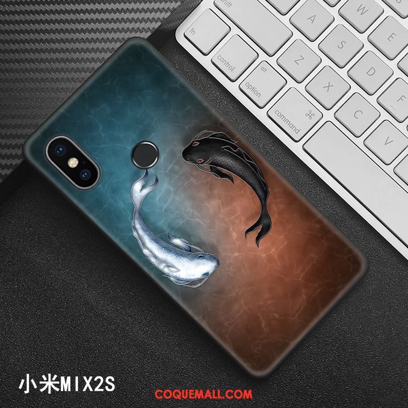 Étui Xiaomi Mi Mix 2s Noir Créatif Style Chinois, Coque Xiaomi Mi Mix 2s Protection Modèle Beige