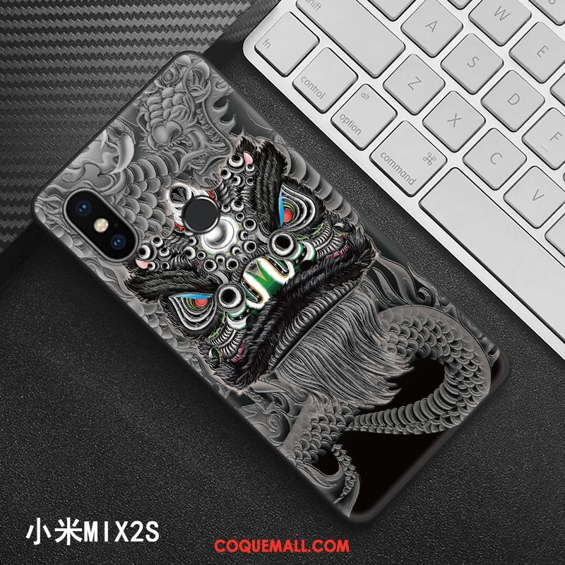 Étui Xiaomi Mi Mix 2s Noir Créatif Style Chinois, Coque Xiaomi Mi Mix 2s Protection Modèle Beige