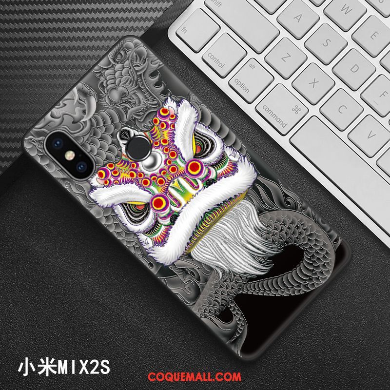 Étui Xiaomi Mi Mix 2s Noir Créatif Style Chinois, Coque Xiaomi Mi Mix 2s Protection Modèle Beige