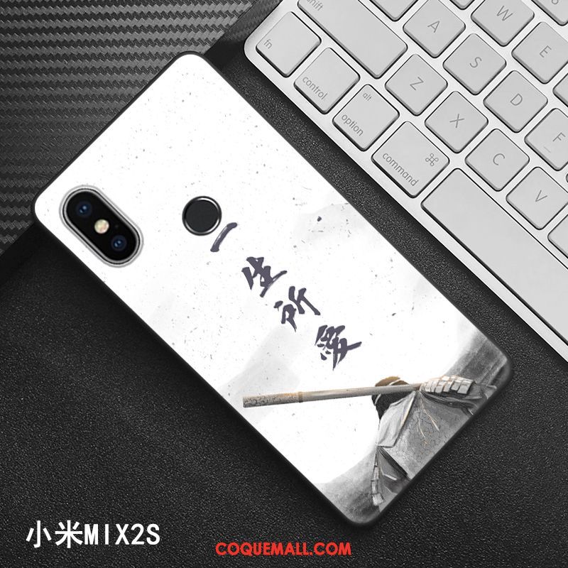 Étui Xiaomi Mi Mix 2s Noir Créatif Style Chinois, Coque Xiaomi Mi Mix 2s Protection Modèle Beige