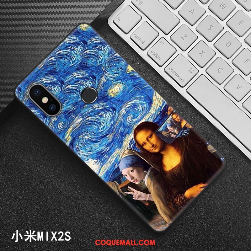 Étui Xiaomi Mi Mix 2s Noir Créatif Style Chinois, Coque Xiaomi Mi Mix 2s Protection Modèle Beige