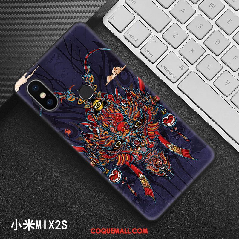 Étui Xiaomi Mi Mix 2s Noir Créatif Style Chinois, Coque Xiaomi Mi Mix 2s Protection Modèle Beige